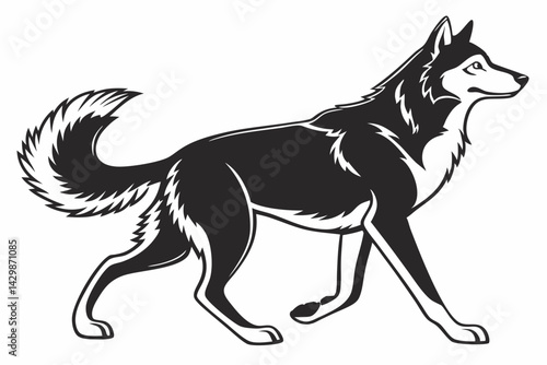 siberian husky sihouette black vector