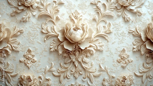 Intricate Floral Relief Pattern with Detailed Petals and Texture