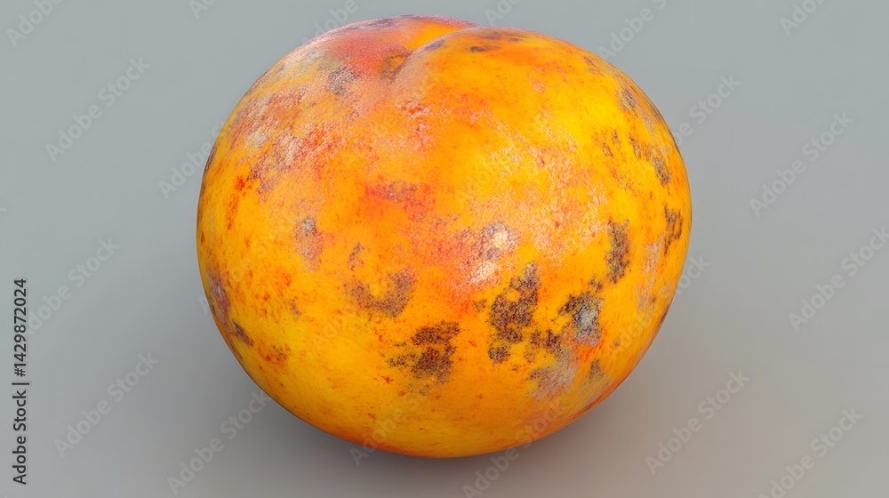 Fototapeta premium Rotten Peach Fruit Spoiled Decayed Damaged Moldy