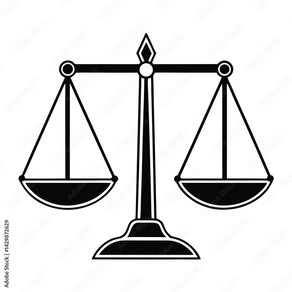 Black silhouette of a beam balance scale vector Art & Illustration Black silhouette of a beam balance scale vector Art & Illustration