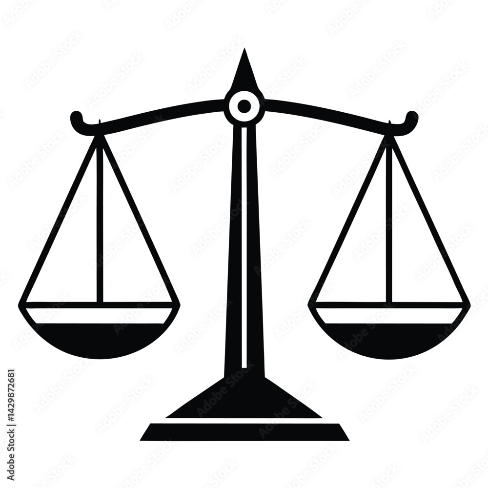 Black silhouette of a beam balance scale vector Art & Illustration Black silhouette of a beam balance scale vector Art & Illustration
