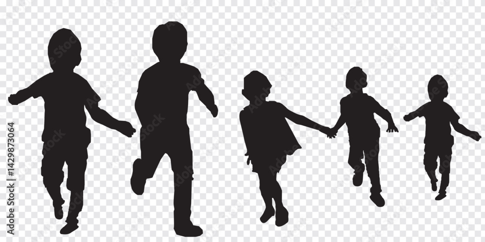 Obraz premium Playing children silhouette. Happy Children Playing Icon Symbol and Sign.