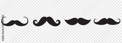 Mustache Icon Set. Vector illustration isolated on transparent background. Classic Mustache, Fathers Day Symbol. Italy Mustache Icon, Vector Illustration.