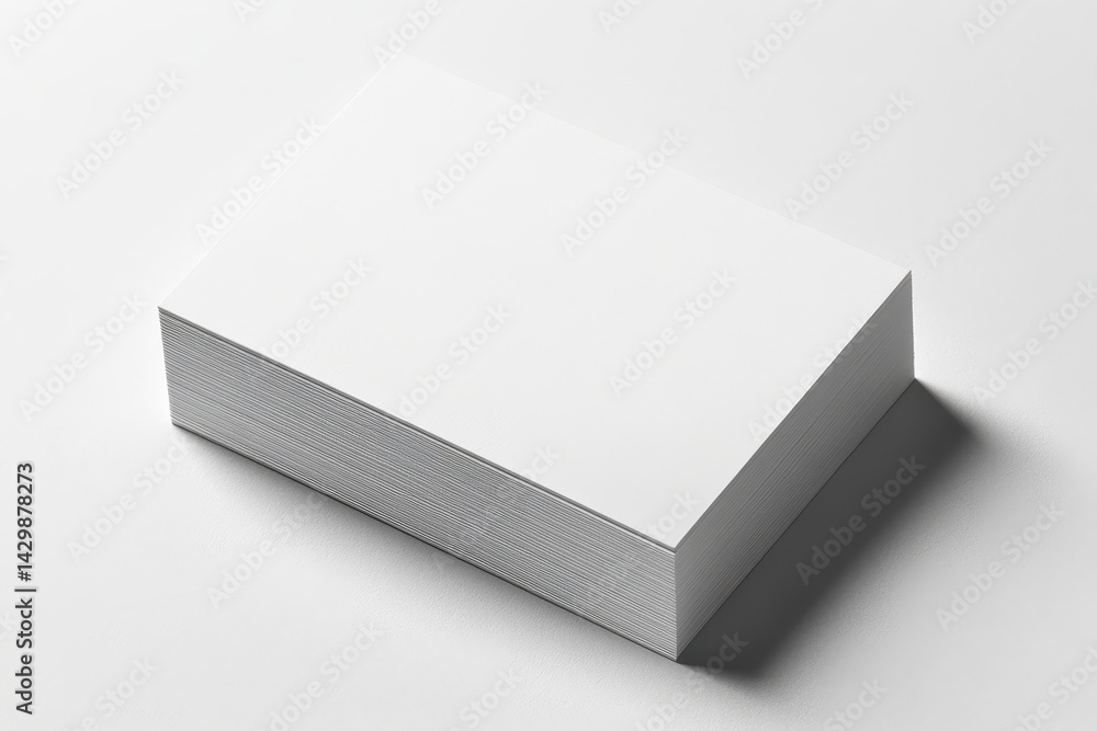 Fototapeta premium A stack of blank white business cards on a plain surface.