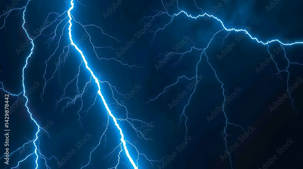 intense blue lightning fracturing across a dark intense blue lightning fracturing across a dark