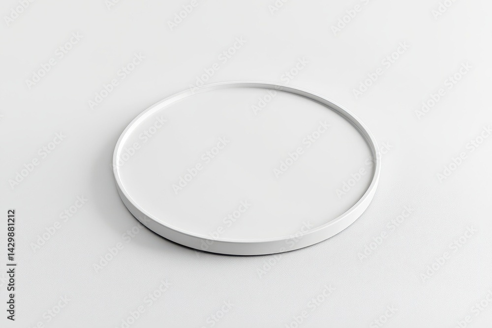 A simple, round, white, decorative, empty plate, placed on a plain background. A simple, round, white, decorative, empty plate, placed on a plain background.