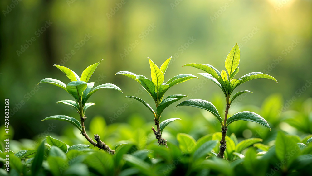 Obraz premium vibrant green seedling emerging from fertile soil, illuminated by soft golden sunlight 