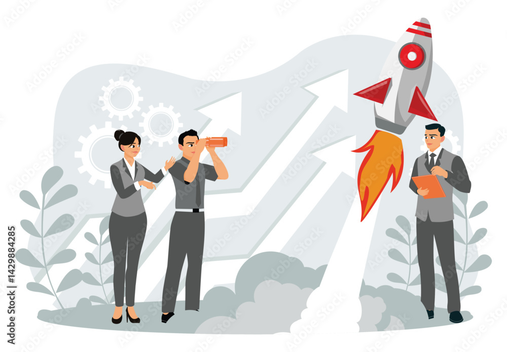 Fototapeta premium The marketing team starts a dynamic advertising campaign.