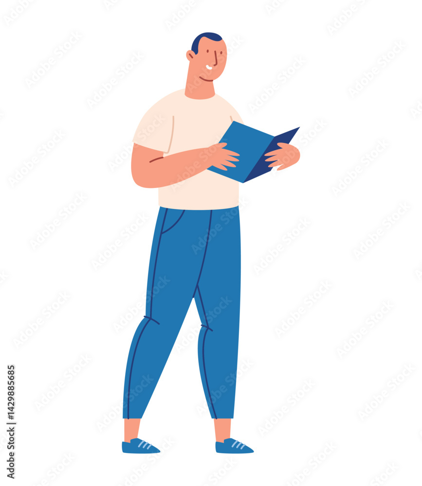 Gym Teacher Reading Manual Fitness Instruction Male Coach Sport