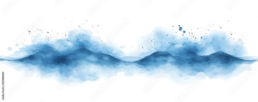 Fototapeta premium Watercolor Mountains Misty Landscape