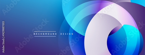 Abstract blue design. Overlapping circles create dynamic visual effect. Modern, smooth gradients present calming aesthetic.