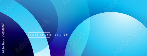 Abstract blue background. Overlapping circles create modern, dynamic visual effect. Gradient shades offer depth, simplicity.