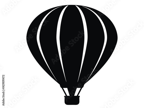 Hot air balloon vector, Hot air balloon outline, Hot air icon, Hot air balloon silhouette vector illustration