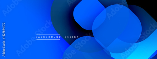 Abstract blue layers create dynamic composition. Gradient shades offer modern visual appeal. Minimalist design suits various projects.