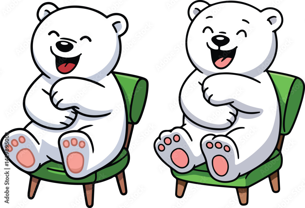 Obraz premium funny polar bear kids art vector illustration