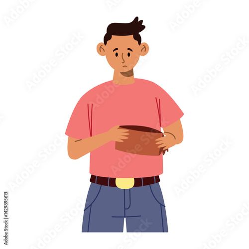 Obraz na płótnie Losing Money Cartoon Man Empty Wallet Sad Poor Crisis Drop w salonie