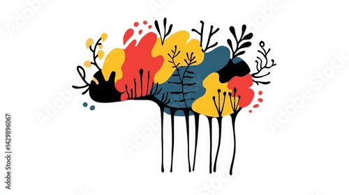 Abstract Floral Artwork  Colorful Nature Illustration  Modern Art Print  Artistic Design