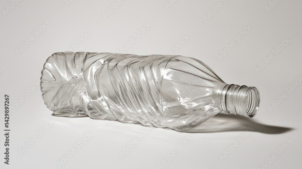 Twisted plastic water bottle on white background Twisted plastic water bottle on white background