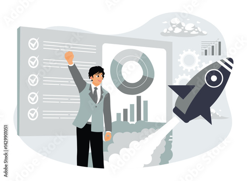An entrepreneur analyzes data to develop a project.