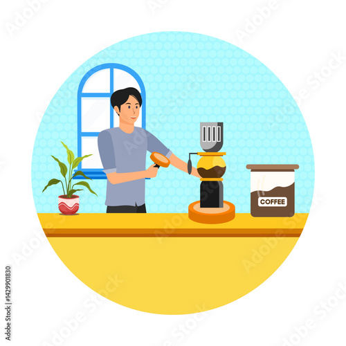 Siphon coffee maker. Siphon Coffee Brewing for hot espresso.