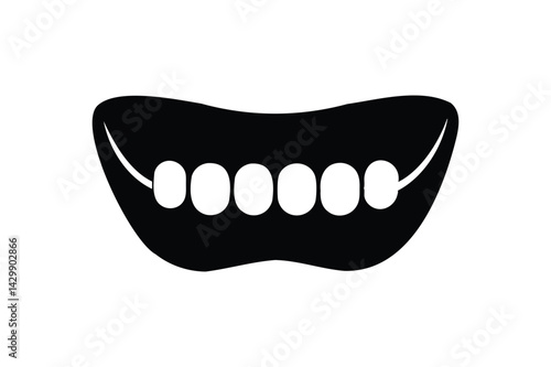Clear orthodontic dental teeth icon silhouette on white background
