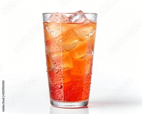 Wallpaper Mural Refreshing Iced Red Fruit Drink in Glass with Ice Cubes Close up Torontodigital.ca