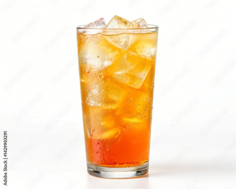 Refreshing Iced Tea in Glass with Ice Cubes Summer Beverage Cool Drink Refreshing Iced Tea in Glass with Ice Cubes Summer Beverage Cool Drink