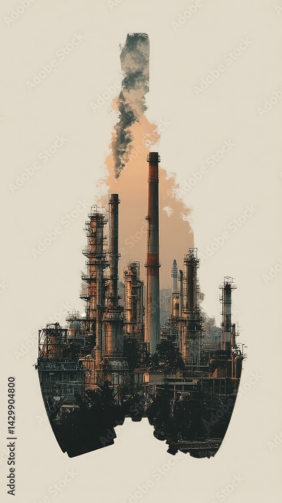 Obraz premium Industrial Pollution Abstract Silhouette of a