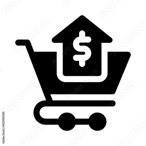 Shopping Cart with Higher Prices glyph icon
