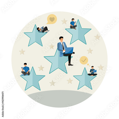 Customer reviews, testimonials. Online survey, users giving feedback.