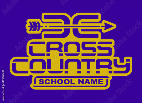 cross country team design with arrow for school, college or league sports