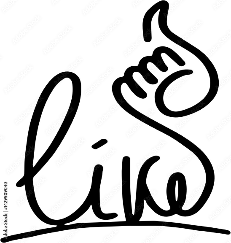 Handwritten Like Text with Thumbs Up Symbol Handwritten Like Text with Thumbs Up Symbol