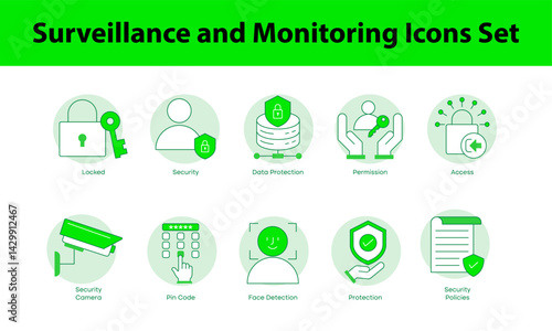 Surveillance and Monitoring – Camera and Hands Representing Observational Safety, icon with editable stroke