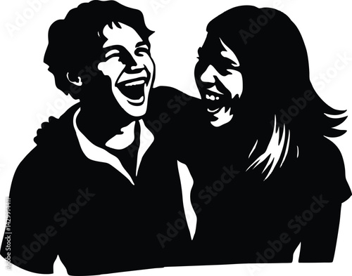 Friends Laughing Together Silhouette