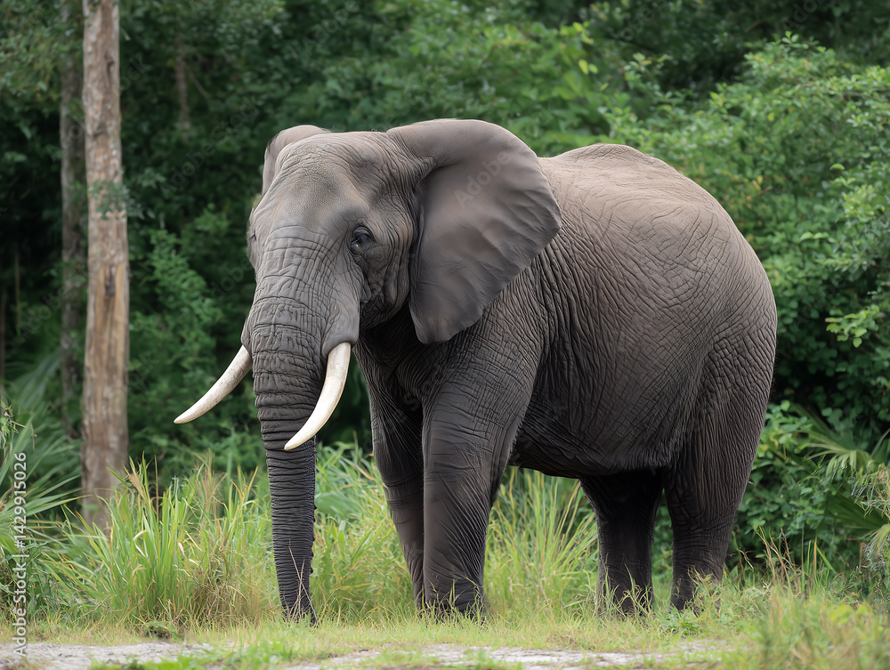 Obraz premium African Elephant in Forest / 숲속의 아프리카 코끼리