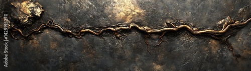 Obraz  z motywem Abstract metal artwork, roots, textured surface.  Possible use  Background, wall art, advertisement