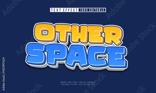 Other Space 3D cartoon comic style editable text effect for creative designs.