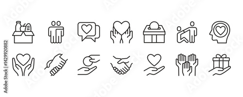 Kindness Icon Set. Vector Graphic Illustration.