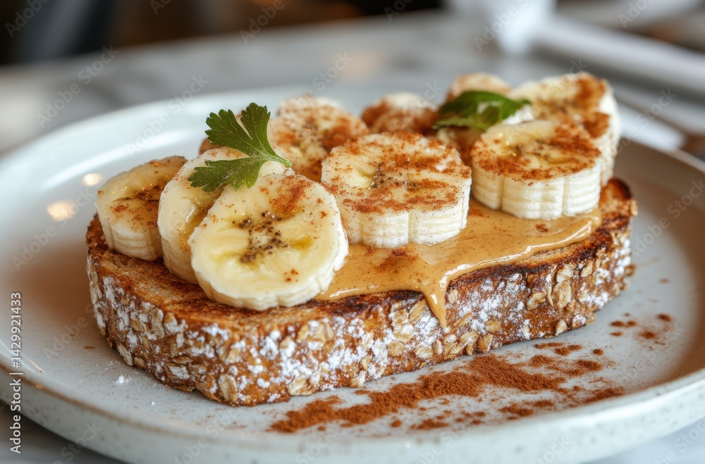 A crispy whole grain toast with almond butter, A crispy whole grain toast with almond butter,