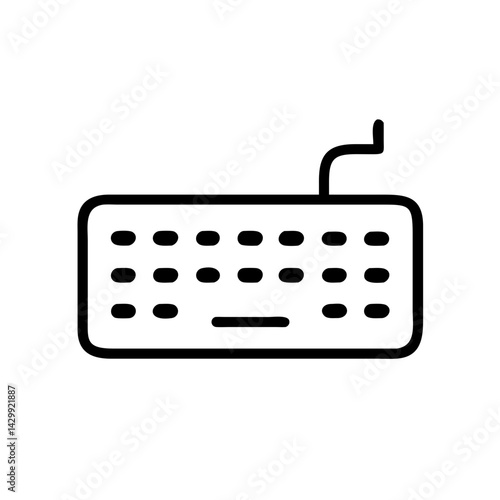  Simple Computer Keyboard Icon, Line Art Vector