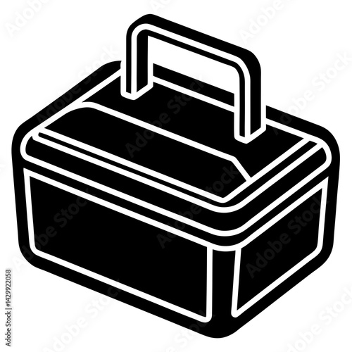 Black Lunchbox Icon, Simple Meal Container Vector Design