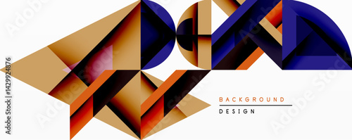 Abstract geometric composition. Polygons create dynamic shapes, utilizing warm browns, oranges, plus cool blues. Modern design element for backgrounds, presentations.