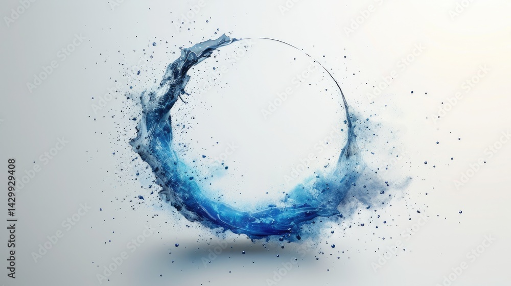 Fototapeta premium a simple logo with a circle in the middle written with the colors white background and off light blue colors for the font