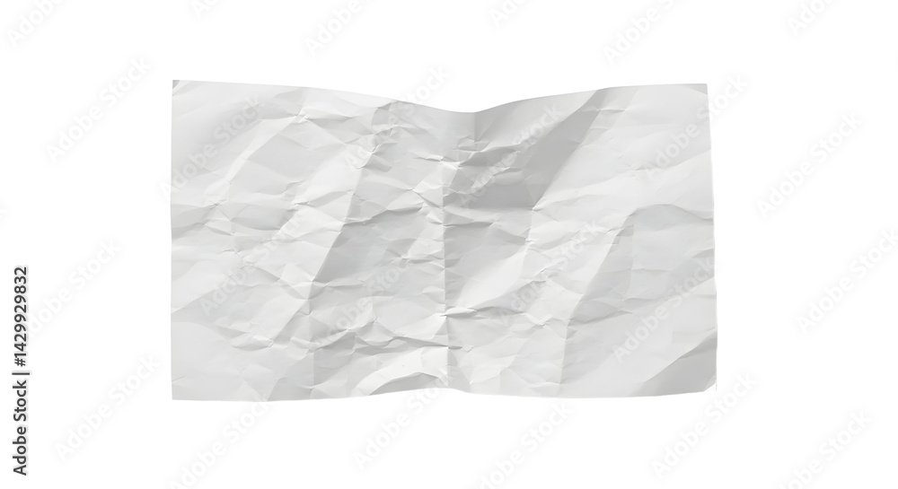 Crumpled white paper with visible texture, showcasing its intricate folds and creases against a plain background Crumpled white paper with visible texture, showcasing its intricate folds and creases against a plain background