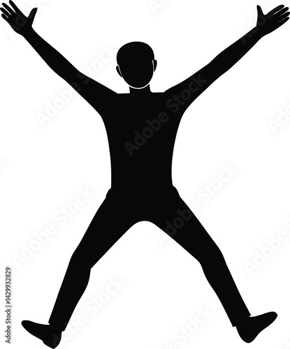 Excited Celebration Pose Silhouette