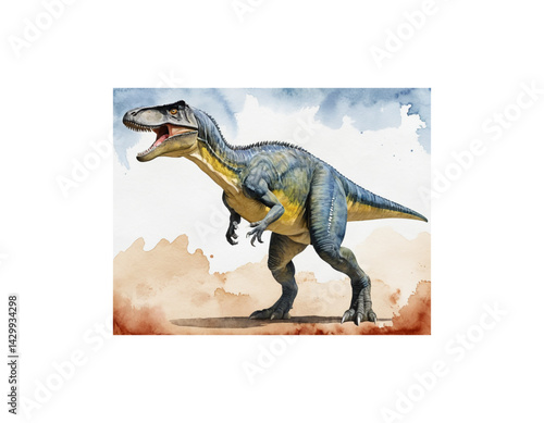 Allosaurus watercolor painting vector image
