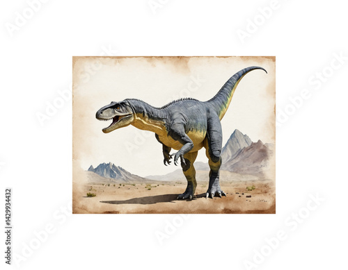 Allosaurus watercolor painting vector image
