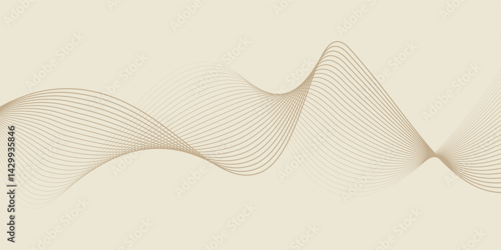Fototapeta premium Abstract background with lines and waves. Web banner size. Element for design. Vector background for brochure, booklet, flyer, poster. Brown and beige gradient. Coffee, cafe