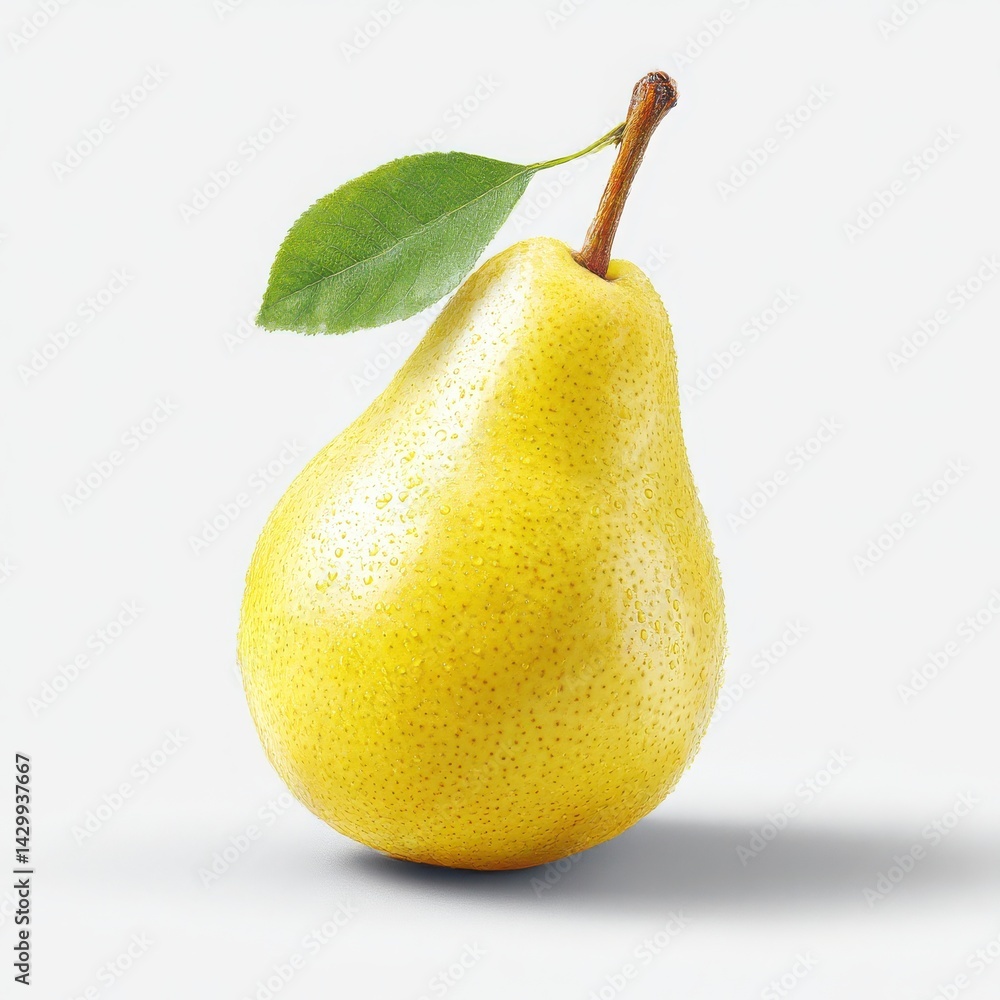 Fresh yellow pear with leaf isolated on white background Fresh yellow pear with leaf isolated on white background
