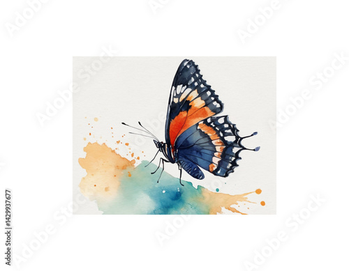 Admiral Butterfly watercolor painting vector image
